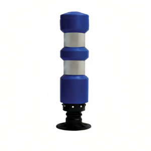 Hito Tubular Abatible Azul con 2 cintas reflectivas alta intensidad