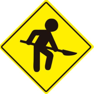 Trabajos en la via amarillo